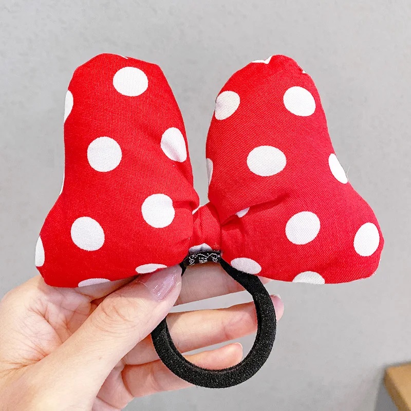 UXSL New Girls Cute Red Dot Bow Mickey Hair Clips Elastic Hair Bands Kids Sweet Rubber Band Headband Fashion Hair Accessories